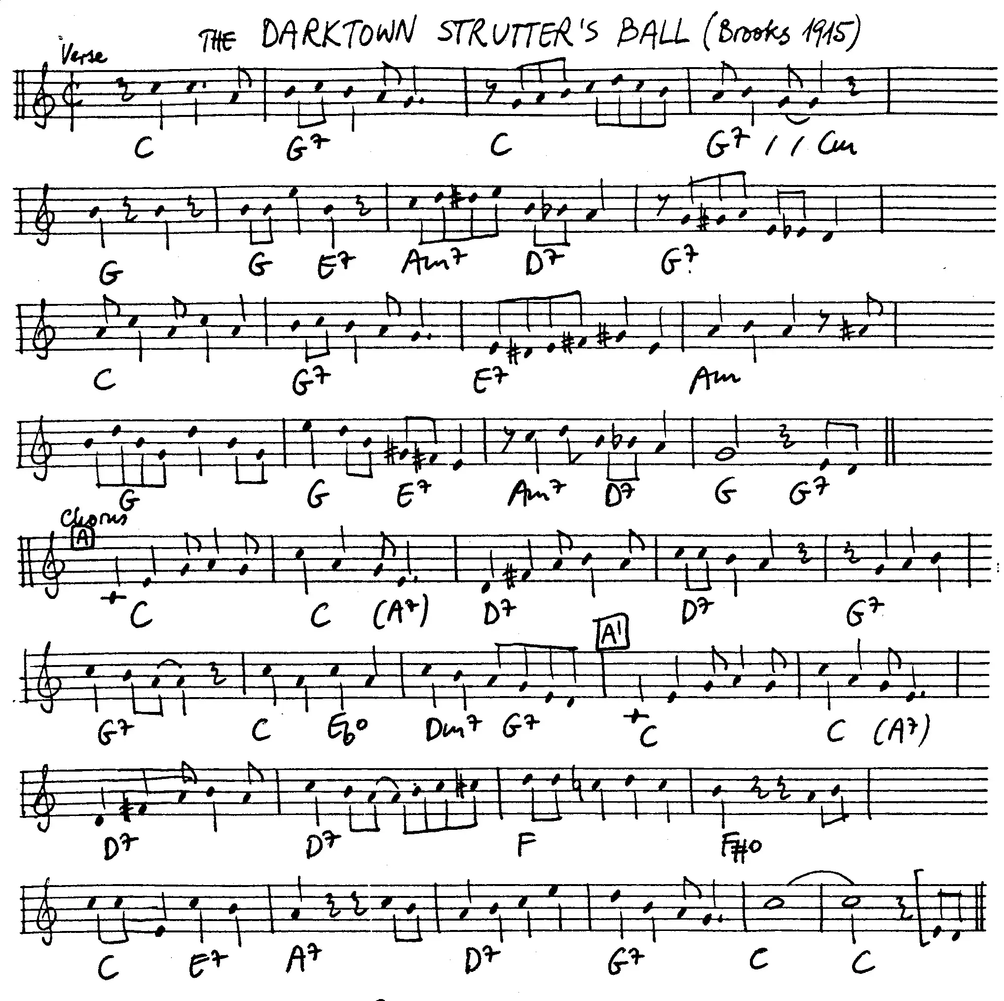 darktown strutters ball free jazz leadsheet - Courtesy of the Jungle Jazz Band